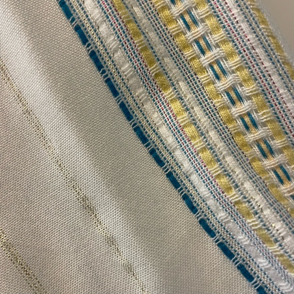 NWT Elan White Multi Stripe Button Up Boyfriend Top cover Up Medium - Picture 9 of 13